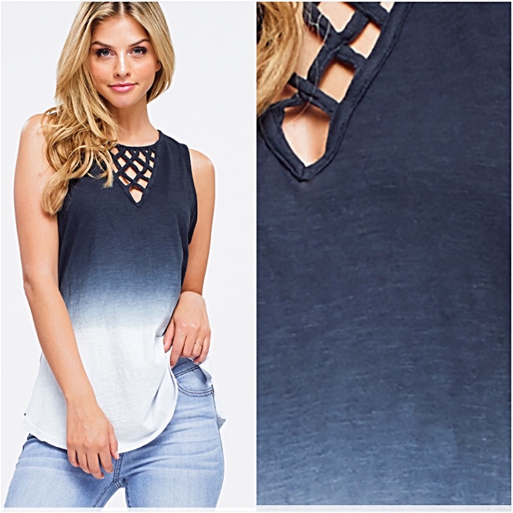Ombré TieDye Cotton Sleeveless Tee Tank SML - Picture 5 of 7